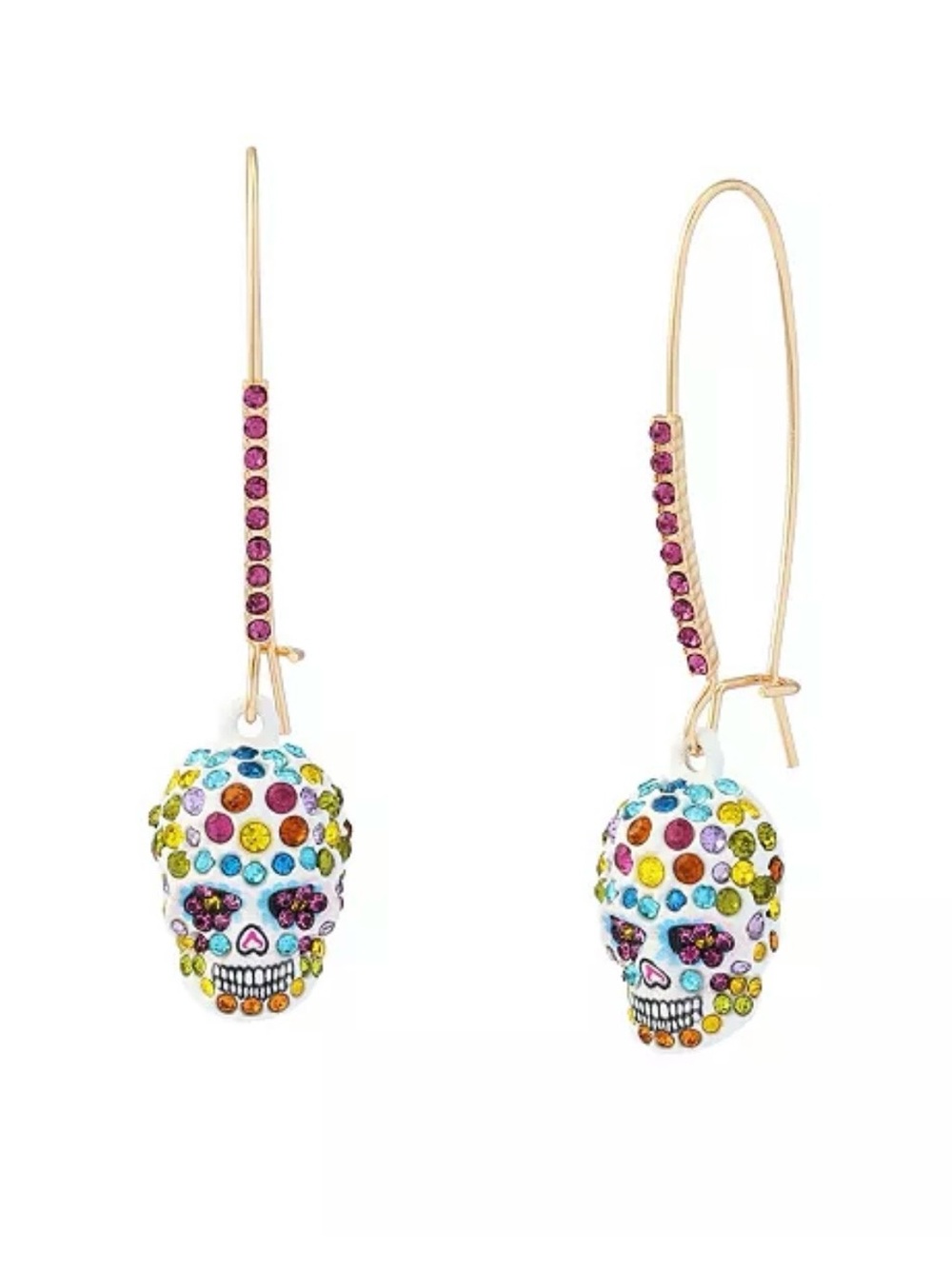 Betsey Johnson Faux-Stone Sugar Skull Dangle Earrings